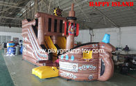 Cina Brown Pirate Ship Bounce House, Inflatable Bouncy Pirate Ship Anak Ship Inflatable Puri distributor