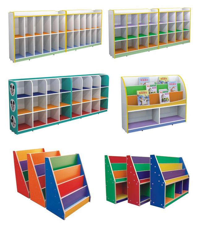 MDF Desain Atau Lemari kayu Colorful TK Kelas Furniture, Antique Furniture Sekolah Untuk Sepatu Toy Storage